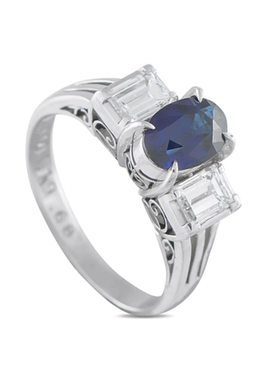 LB Exclusive platinum diamond sapphire ring - Silver