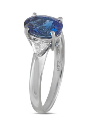 LB Exclusive platinum diamond sapphire ring - Silver