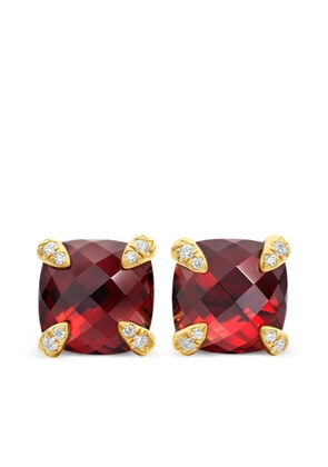 David Yurman 18kt yellow gold Chatelaine garnet and diamond stud earrings (8mm) - Red