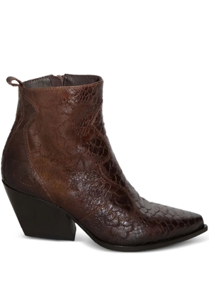 CHUCKIES 75mm embossed heeled boots - Brown