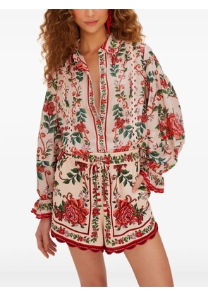 FARM Rio floral tapestry drawstring shorts - Pink