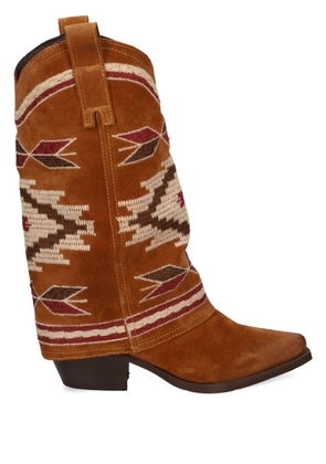 Metisse patterned leather boots - Brown