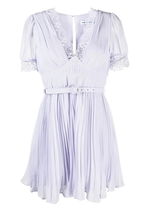 Self-Portrait lace-trim minidress - Purple