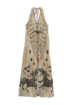 YANGKEHAN abstract-print maxi dress - Neutrals