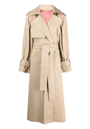 Victoria Beckham pleat-detail fluid trench coat - Neutrals