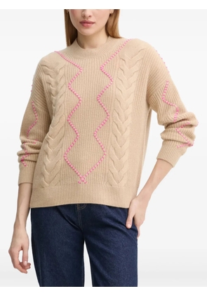 FROM FUTURE cable-knit bmbroidered sweater - Neutrals