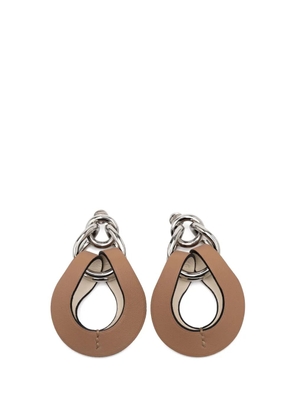 Hermès Pre-Owned 2022 Palladium Plated and Swift Virevolte Push Back Earrings GM costume earrings - Brown