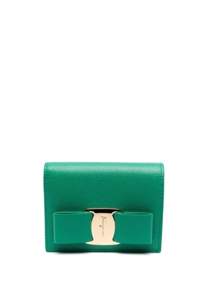 Ferragamo bow-detail calf-leather wallet - Green
