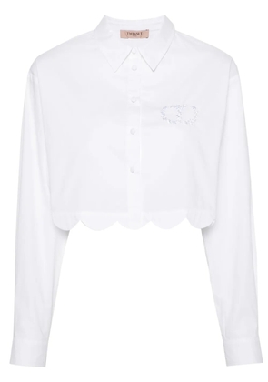 TWINSET logo-embroidered cropped shirt - White