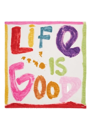 Faliero Sarti Life is Good square-cut scarf - White