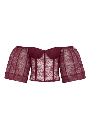 Hellessy Morrison lace puff-sleeve bustier - Red