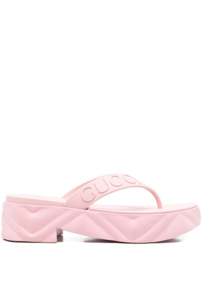 Gucci Pre-Owned 45mm logo-embossed platform flip-flops - Pink