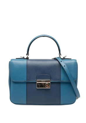 Prada Pre-Owned 2013-2025 Bicolor Saffiano Sound Lock Top Handle Bag satchel - Blue