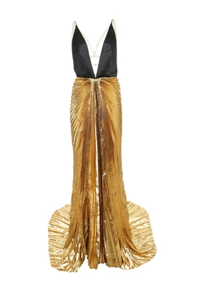Gucci Pre-Owned pleated harness gown - Gold