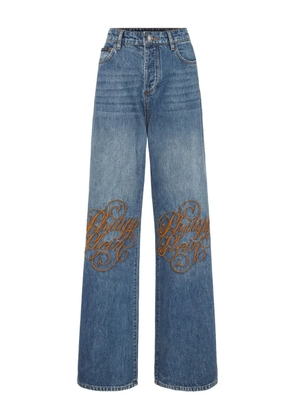 Philipp Plein logo-embroidered jeans - Blue