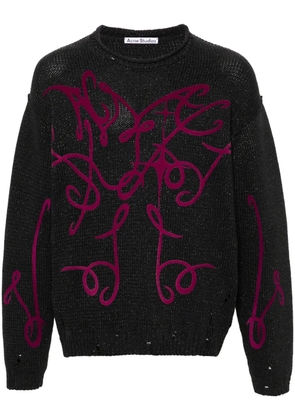 Acne Studios flocked-logo distressed jumper - Grey