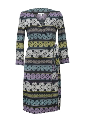Dvf Vintage knot-print wrap dress - Black