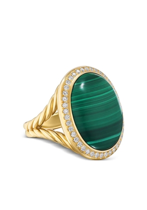 David Yurman 18kt yellow gold Albion Oval malachite and diamond ring (21mm)