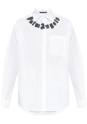 Palm Angels logo-print cotton shirt - White