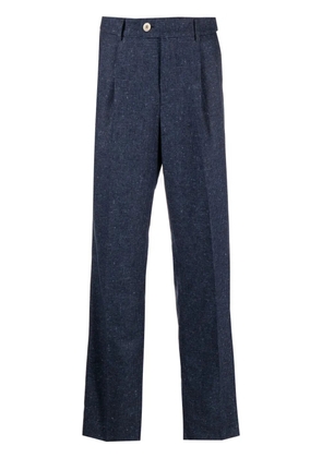 Brunello Cucinelli dart-detail tweed tailored trousers - Blue