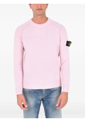 Stone Island logo-patch crew-neck wool sweater - Pink