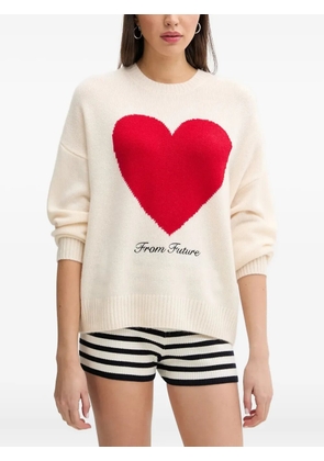 FROM FUTURE embroidery-heart sweater - Neutrals