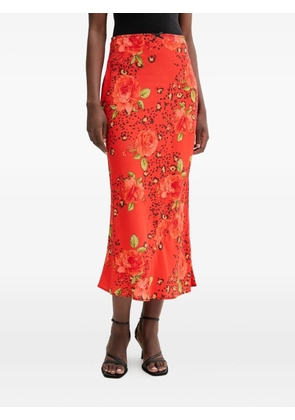 NEVER FULLY DRESSED floral-print midi skirt - Red