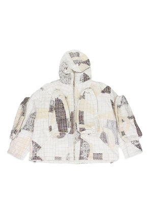 Who Decides War tweed patchwork hoodid jacket - White