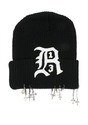 R13 appliqué charm beanie - Black