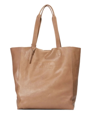 Osklen debossed-logo leather tote bag - Brown