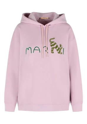 Marni drawstring-logo hoodie - Pink