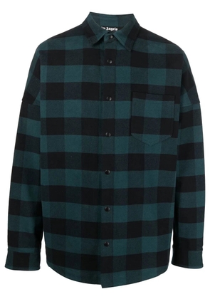 Palm Angels logo-print checked shirt - Green