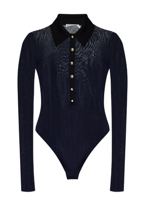 Self-Portrait ribbed gold-button bodysuit - Blue