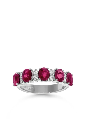 LEO PIZZO 18kt white gold diamond ruby Eternity band ring - Silver