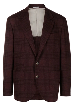 Brunello Cucinelli single-breasted tartan frieze blazer - Red