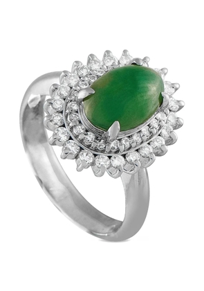 LB Exclusive Platinum diamond jade cluster ring - Silver