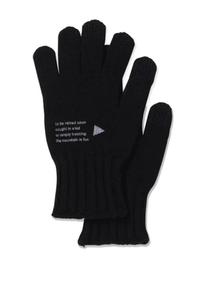 and Wander text-print wool gloves - Black