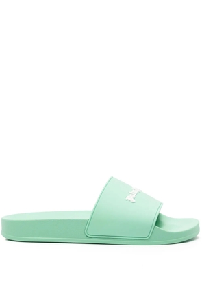 Palm Angels logo-embossed grained slides - Green