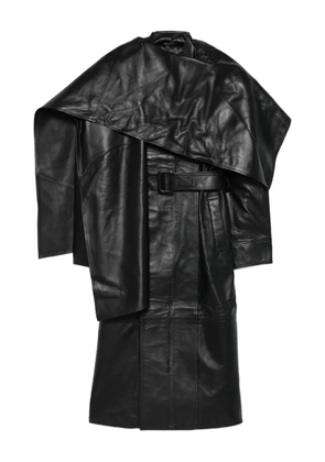 ducie Nina wrap around belted leather coat - Black