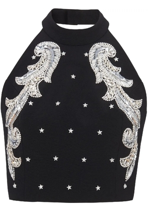 Balmain Baroque embroidered crop top - Black