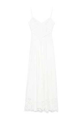 Self-Portrait embroidered cotton maxi dress - White