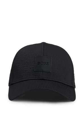BOSS logo-appliqué seersucker cap - Black