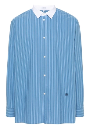 LOEWE striped contrasting-collar shirt - Blue