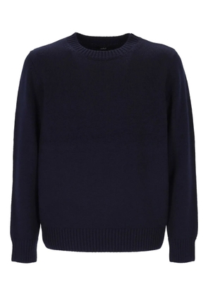 Add fine knit wool sweatshirt - Blue