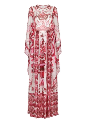 Dolce & Gabbana Majolica-print silk maxi dress - Red