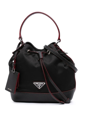 Prada Pre-Owned 2013-2025 Saffiano Trimmed Tessuto Bucket Bag satchel - Black
