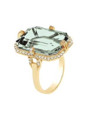Goshwara 18K yellow gold embellished diamond and prasiolite ring
