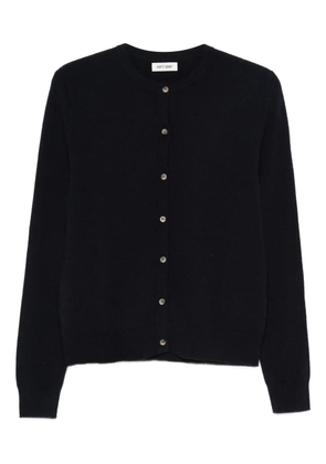 Soft Goat button-fastening cre-neck cardigan - Blue