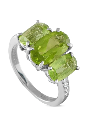 LB Exclusive 18K white gold diamond peridot ring - Silver