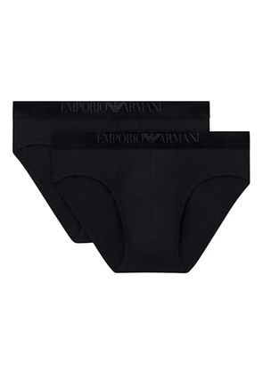 Emporio Armani cotton logo briefs - Black